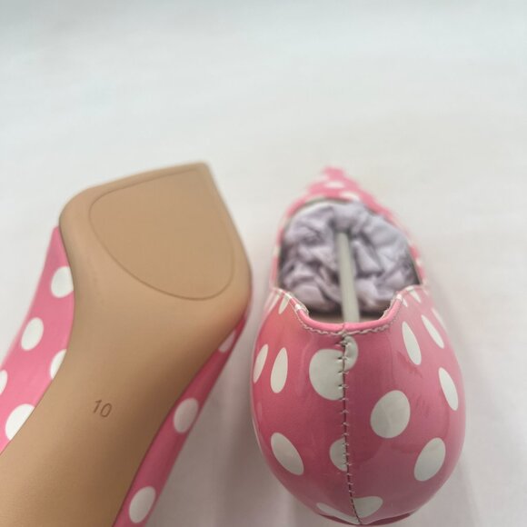 YDN Pink Polka Dot Pointed Toe Mid Heel Pump Slip on Slide Dress Shoes for Party - Picture 6 of 8